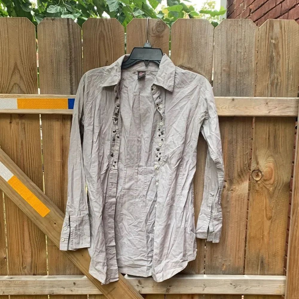 Free People Gray Button Down Shirt